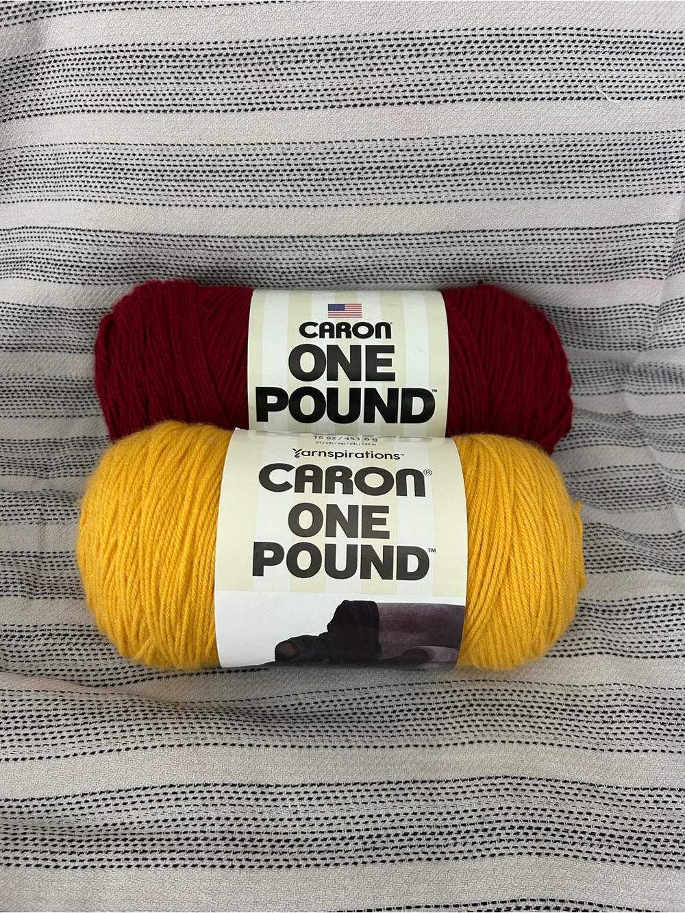Caron One Pound Yarn Duo - Claret and Sunflower